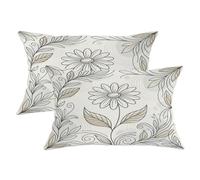 Set di 2 federe per cuscini con motivo floreale moderno e minimalista con foglie a vortice, nessuno beige, in morbido velluto, lavabile, per casa, soggiorno, camera da letto, dormitorio, divano