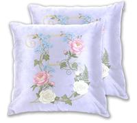 Set di 2 federe per cuscini con motivo floreale viola con lettera B Art Variation Ramadan, decorazione per la casa per divano 45,7 x 45,7 cm