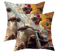 Set di 2 federe per cuscini con motivo gallina, stampa con gallo, divertente decorazione decorativa per casa, divano, letto, divano, ottimo regalo per gli amanti degli animali, 45,7 x 45,7 cm