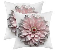Set di 2 federe per cuscini con ninfea, eleganti e contemporanee, con petali di pietra preziosa N/a pesca, con cerniera nascosta, decorative, per soggiorno, appartamento, letto, divano, 35,5 x 35,5 cm