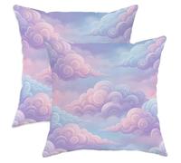 Set di 2 federe per cuscini con nuvole, fantasiosi vortici sognanti, colori pastello e pesca, in morbido velluto lavabile, per soggiorno, appartamento, letto, divano, 45 x 45 cm