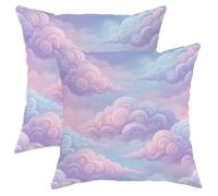 Set di 2 federe per cuscini con nuvole, fantasiosi vortici sognanti, colori pastello e pesca, in morbido velluto lavabile, per casa, soggiorno, camera da letto, dormitorio, divano, 30,5 x 30,5 cm