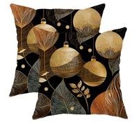 Set di 2 federe per cuscini con palline, moderne ed eleganti, motivo natalizio a pois, in morbido velluto dorato, lavabili, decorative, per soggiorno, letto, ufficio, divano, sedia, 30,5 x 30,5 cm