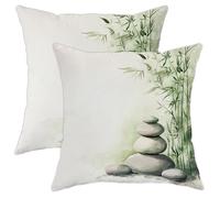 Set di 2 federe per cuscini con pietra zen, morbide federe per cuscini in bambù grigio, rilassanti, decorative, quadrate, moderne, per casa, divano, letto, 40,6 x 40,6 cm