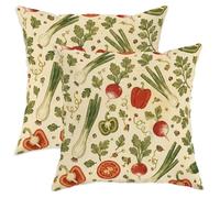 Set di 2 federe per cuscini con pomodori, rustiche campane di ravanello, peperoni verdi con cerniera nascosta, federe decorative per soggiorno, camera da letto, loft, ufficio, auto, decorazione 35,5 x
