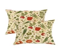 Set di 2 federe per cuscini con pomodori, rustiche campane di ravanello, peperoni verdi raccolti con cerniera nascosta, federe decorative per casa, camera da letto, soggiorno, divano, decorazione 50 x