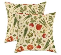 Set di 2 federe per cuscini con pomodori, rustiche campane di ravanello, peperoni verdi raccolti con cerniera nascosta, federe decorative per casa, camera da letto, soggiorno, divano, decorazione 55 x