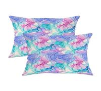 Set di 2 federe per cuscini con rose artistiche, moderne e artistiche, astratte, blu primaverile, con cerniera nascosta, decorative, per soggiorno, appartamento, letto, divano, 50 x 30 cm
