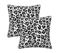 Set di 2 federe per cuscini con stampa leopardata bianca e grigia, 45,7 x 45,7 cm, per divano, ghepardo, stile moderno, decorativo, quadrato, per casa, soggiorno, camera da letto, cuscino esterno
