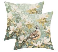 Set di 2 federe per cuscini con uccellino, morbide federe per cuscini blu, motivo floreale, quadrate, decorative, per divano, letto, 50 x 50 cm