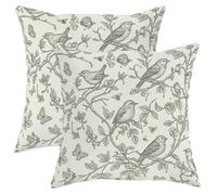 Set di 2 federe per cuscini con uccello, stile vintage, ramo floreale primaverile, in morbido velluto, lavabile, per soggiorno, letto, ufficio, divano, sedia, decorazione 45,7 x 45,7 cm