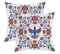 Set di 2 federe per cuscini con uccello, tradizionali, fiori e foglie primaverili, in morbido velluto, lavabili, decorative, per casa, camera da letto, soggiorno, divano, 30,5 x 30,5 cm