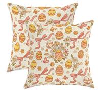 Set di 2 federe per cuscini con uova di Pasqua, margherite giocose e farfalle, gialle primaverili, con cerniera nascosta, cuscini decorativi per soggiorno, camera da letto, loft, ufficio, auto, 50 x