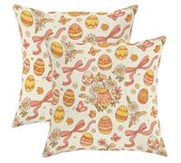 Set di 2 federe per cuscini con uova di Pasqua, margherite giocose e farfalle, gialle primaverili, con cerniera nascosta, federe decorative per soggiorno, letto, ufficio, divano, sedia, decorazione