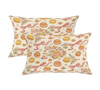 Set di 2 federe per cuscini con uova di Pasqua, margherite giocose e farfalle, gialle primaverili, con cerniera nascosta, per soggiorno, appartamento, letto, divano, decorazione 50 x 30 cm
