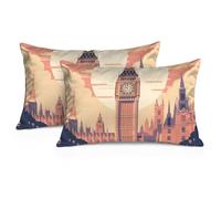 Set di 2 federe per cuscini da donna, con Big Ben City Architecture, in raso, idea regalo per sorelle, nonne, 50 x 80 cm