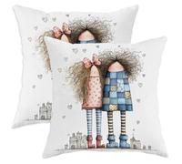 Set di 2 federe per cuscini da ragazza, fantasiose e giocose, con fiocco a cuori, nessuno pastello, con cerniera nascosta, per soggiorno, camera da letto, loft, ufficio, auto, decorazione 35,5 x 35,5