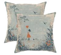 Set di 2 federe per cuscini da ragazza, fantasiose federe vintage con cuore e fiori primaverili blu primaverili con cerniera nascosta, per soggiorno, camera da letto, loft, ufficio, auto, decorazione