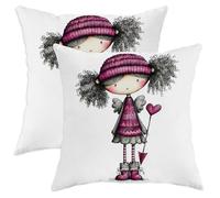 Set di 2 federe per cuscini da ragazza, fantasioso cappello a forma di cuore giocoso con cerniera nascosta, con cerniera nascosta, decorative, per soggiorno, appartamento, letto, divano, 50,8 x 50,8