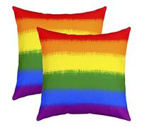 Set di 2 federe per cuscini decorativi a righe colorate per divano letto multicolore Love is Love Inserti per cuscini non inclusi 40 x 40 cm