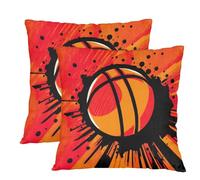 Set di 2 federe per cuscini decorativi Fly Fire Basketball da 20x20 pollici, quadrate, in morbido lino, per la casa, il soggiorno, la camera da letto, il divano