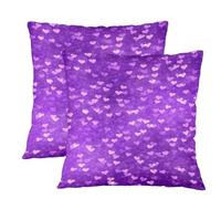 Set di 2 federe per cuscini decorativi in lino a forma di cuore viola, 18x18 pollici, quadrate, morbide, per la casa, il soggiorno, la camera da letto, il divano