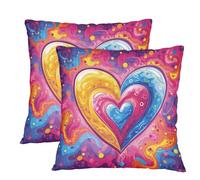 Set di 2 federe per cuscini decorativi in lino con motivo a cuore e, 20x20 pollici, quadrate, morbide, per la casa, il soggiorno, la camera da letto, il divano