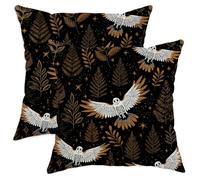 Set di 2 federe per cuscini di Halloween, motivo gufo e foglia, decorative, quadrate, per casa, divano, letto, 55 x 55 cm