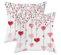 Set di 2 federe per cuscini di San Valentino, design a cuore, fantasiose federe decorative per cuscini per casa, divano, letto, 50 x 50 cm