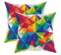 Set di 2 federe per cuscini geometriche, moderne astratte, triangoli colorati, estivi, multicolore, con cerniera nascosta, cuscini decorativi per casa, camera da letto, soggiorno, divano, decorazione