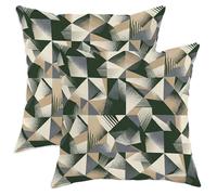Set di 2 federe per cuscini geometrici, moderne e contemporanee, triangoli a strisce verdi, in morbido velluto, lavabile, decorative per soggiorno, appartamento, letto, divano, 30,5 x 30,5 cm