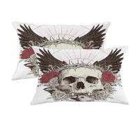 Set di 2 federe per cuscini gotiche con teschio nero con design floreale, decorazione quadrata per Halloween, decorazione per la casa per divano letto divano 50 x 30 cm