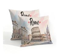 Set di 2 federe per cuscini impermeabili per esterni, 45 x 45 cm, decorative, quadrate, per giardino, spiaggia, veranda, balcone (colosseo romano)