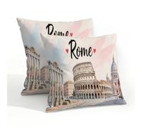 Set di 2 federe per cuscini impermeabili per esterni, 50 x 50 cm, decorative, quadrate, per giardino, spiaggia, veranda, balcone (colosseo romano)
