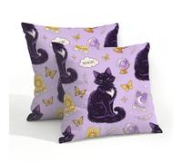 Set di 2 federe per cuscini impermeabili per esterni, 50 x 50 cm, decorative, quadrate, per giardino, spiaggia, veranda, balcone (gatti magici)