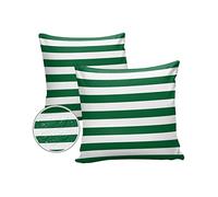 Set di 2 federe per cuscini impermeabili per mobili da giardino, decorative, motivo natalizio con scritta "Merry Christmas" e strisce verdi e bianche, per divano, sedia, decorazione per la casa, 45,7