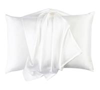 Set di 2 federe per cuscini in seta di gelso, 100% seta, 40 x 80 cm, per la cura dei capelli e della pelle, in seta naturale, con morbida e traspirante, dimensioni standard, colore bianco