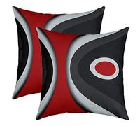 Set di 2 federe per cuscini in stile astratto, 40,6 x 40,6 cm, morbide strisce rosse, grigie e bianche, per soggiorno, camera da letto, acrilico, grigio audace e decorativo per divano