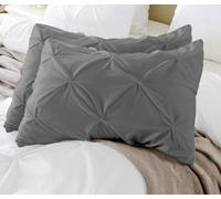 Set di 2 federe per cuscini king size, pieghettate, grigio scuro, 50 x 91 cm, 100% cotone egiziano a 600 fili, biancheria da letto di classe alberghiera, king size, set di federe decorative