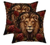 Set di 2 federe per cuscini marroni con faccia di animale, decorazione vintage per la casa, per divano, soggiorno, divano, 50 x 50 cm