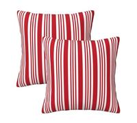 Set di 2 federe per cuscini, motivo a righe rosse e bianche, 45 cm x 45 cm, quadrate, decorative, per divano, casa, soggiorno, camera da letto, cuscini da esterni