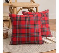 Set di 2 federe per cuscini natalizi scozzesi a quadri, classiche e resistenti, morbide e confortevoli, possono essere utilizzate sul divano del soggiorno (tartan grande, 45 x 45 cm)