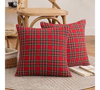 Set di 2 federe per cuscini natalizi scozzesi a quadri, classiche e resistenti, morbide e confortevoli, possono essere utilizzate sul divano del soggiorno (tartan piccolo, 45 x 45 cm)