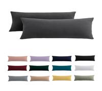 Set di 2 Federe per cuscini per chi dorme sul fianco, 40 x 145 cm, colore antracite, con chiusura lampo, 100% microfibra, resistenti e ipoallergenici, (cuscini non inclusi)