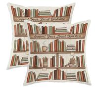 Set di 2 federe per cuscini per libri, accoglienti e rustiche, color caffè, senza terra, con cerniera nascosta, decorative, per casa, soggiorno, camera da letto, dormitorio, divano, 50,8 x 50,8 cm