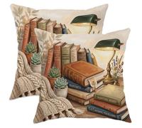 Set di 2 federe per cuscini per libri, accoglienti federe rustiche con piante grasse autunnali marrone terroso in morbido velluto lavabile, per soggiorno, appartamento, letto, divano, decorazione 45,7