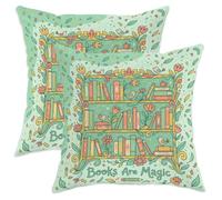 Set di 2 federe per cuscini per libri, fantasiosi e giocosi fiori, uccelli, primaverili e menta, con cerniera nascosta, per soggiorno, letto, ufficio, divano, sedia, decorazione 55 x 55 cm