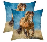 Set di 2 federe per cuscini quadrate, motivo natura, erba realistica, cielo, estate, blu, in morbido velluto, lavabili, per soggiorno, camera da letto, loft, ufficio, auto, decorazione 50 x 50 cm