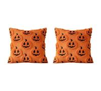 Set di 2 federe per cuscini ricamate a tema Halloween, 45 x 45 cm, per divano, casa, camera da letto, Halloween, decorazioni per interni (C)