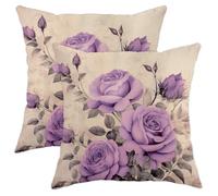 Set di 2 federe per cuscini vintage con motivo floreale floreale botanico di metà secolo marrone accogliente velluto lavabile, per interni, soggiorno, divano, decorazione standard per la casa, 50,8 x